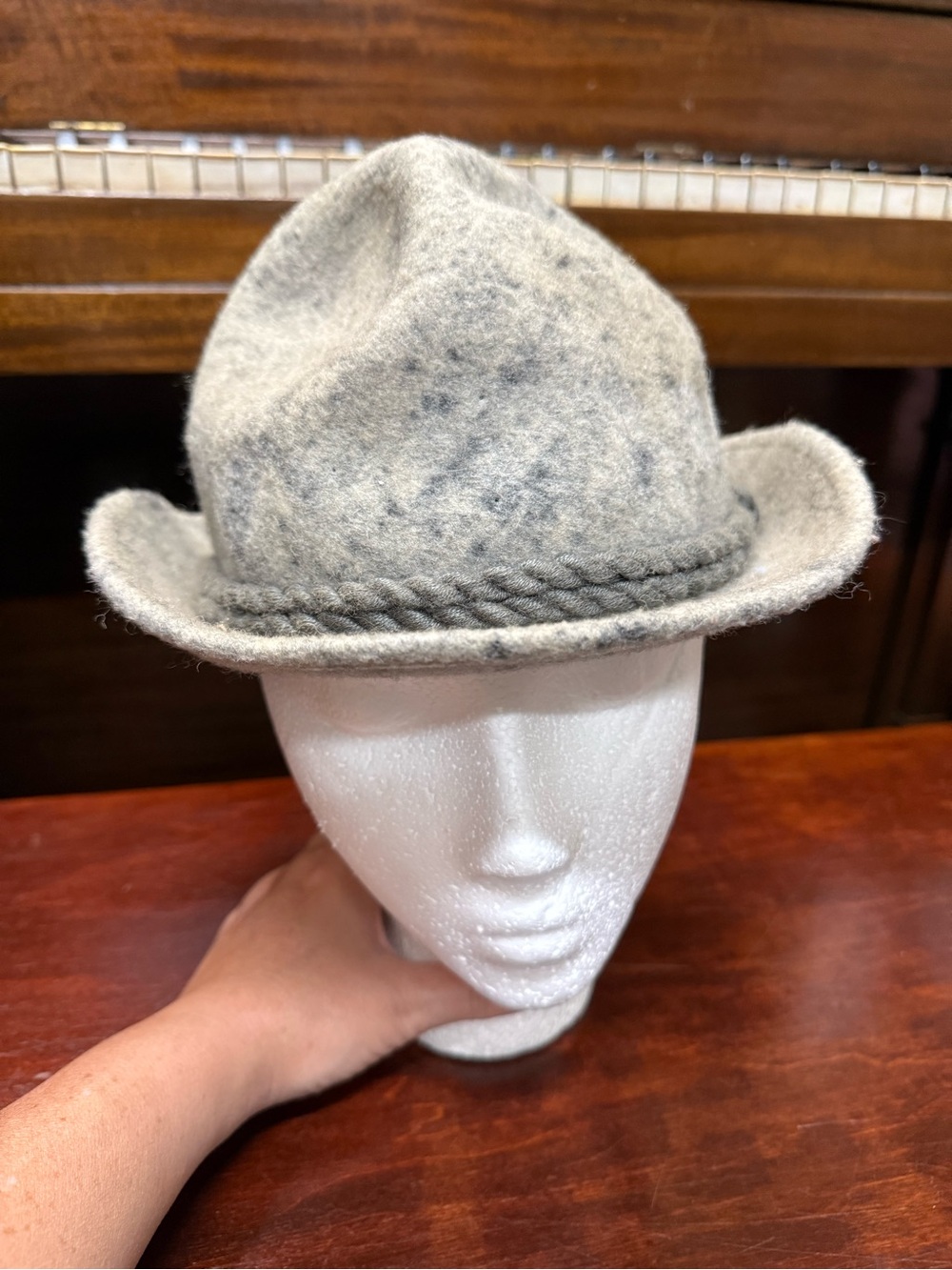Vintage Original Tiroler Dolomitenhut Gray Wool Felt Alpine Hat Size 59 Bavarian